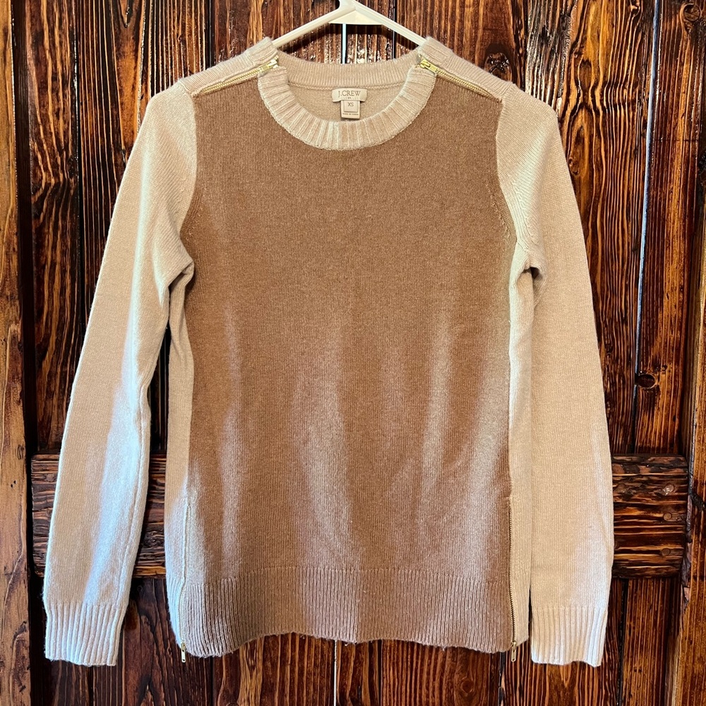 J. Crew Xs Color Block Sweater With Zipper Detail - image 1